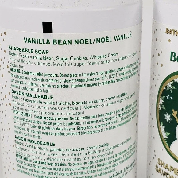 2 Bath & Body Works Vanilla Bean Noel Shapeable Soap 4.9 oz Clean Fun Foam - Picture 4 of 7